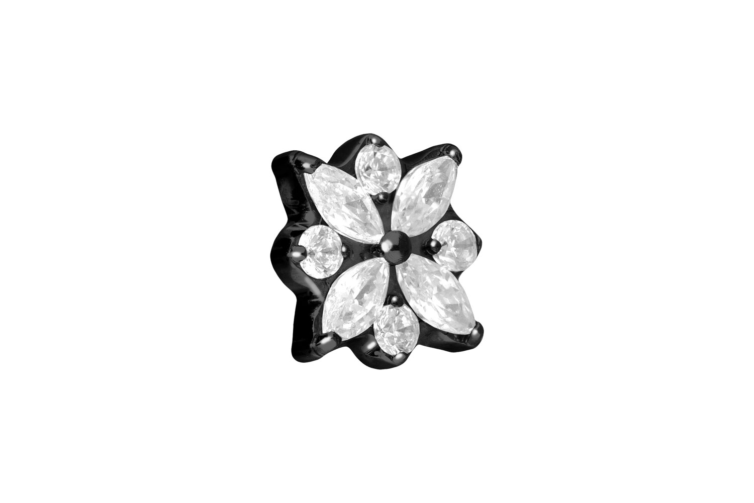 Titan Schraubaufsatz mit Außengewinde KRISTALLBLUME von Piercingline